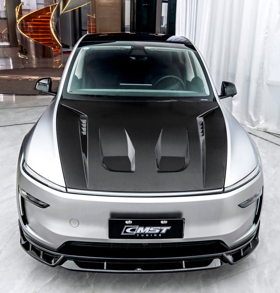 Tesla Model Y Juniper 2026-ON with Aftermarket Parts - V1 Hood Carbon Fiber / FRP from CMST Tuning