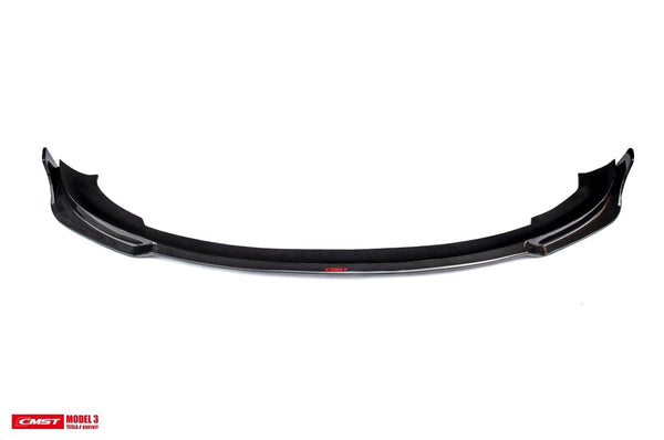 Tesla Model 3 Performance Long Range Standard Base 2017-2023 with Aftermarket Parts - V1 Style Front Lip Splitter Carbon Fiber / FRP from CMST Tuning