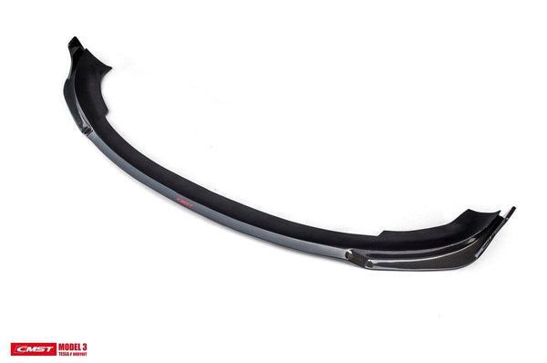 Tesla Model 3 Performance Long Range Standard Base 2017-2023 with Aftermarket Parts - V1 Style Front Lip Splitter Carbon Fiber / FRP from CMST Tuning