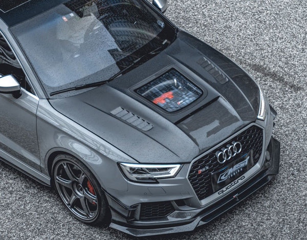 CMST Tuning Glass Transparent Carbon Fiber Hood Bonnet Ver.3 for Audi RS3 2018-2020 & 2014-2020 A3 & A3 S Line & S3