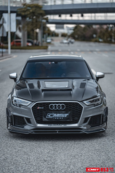 CMST Tuning Glass Transparent Carbon Fiber Hood Bonnet Ver.3 for Audi RS3 2018-2020 & 2014-2020 A3 & A3 S Line & S3