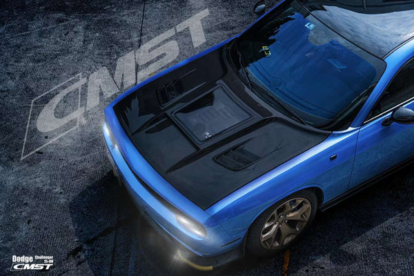 CMST Tuning Carbon Fiber Glass Clearview Hood Bonnet for Dodge Challenger 2008-ON