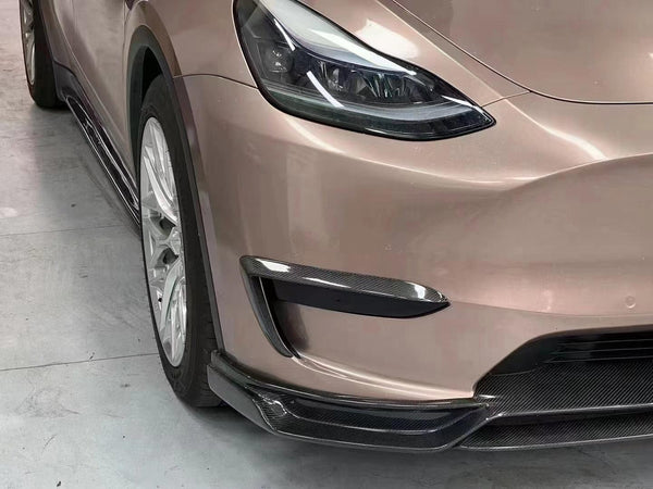 Tesla Model Y Performance AWD Long Range RWD Standard 2020-ON with Aftermarket Parts - V1 Style Upper Valences Carbon Fiber / FRP from CMST Tuning