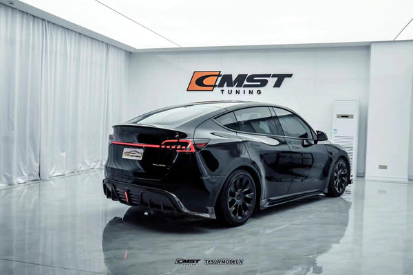 Tesla Model Y Performance AWD Long Range RWD Standard 2020-ON with Aftermarket Parts - V2 Style Side Skirts Carbon Fiber / FRP from CMST Tuning