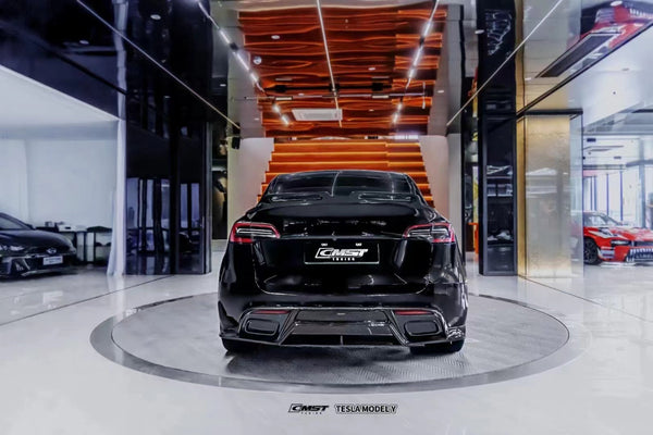 Tesla Model Y Performance AWD Long Range RWD Standard 2020-ON with Aftermarket Parts - V3 Style Rear Diffuser Carbon Fiber / FRP from CMST Tuning