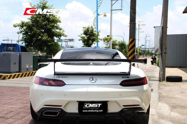 Mercedes Benz AMG GT Base GTS GTC C190 2016-2021 with Aftermarket Parts - V2 Style Carbon Fiber & FRP Rear Spoiler Wing from CMST Tuning