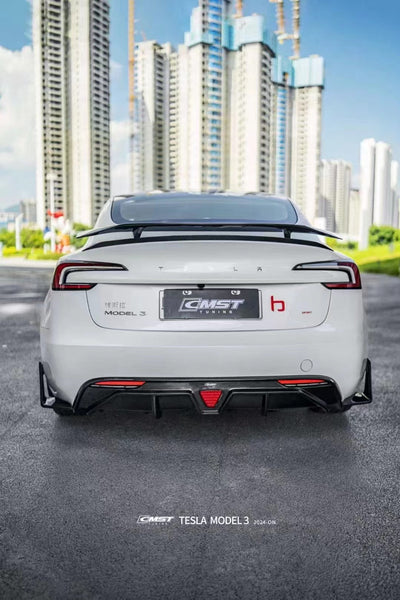 Tesla Model 3 Highland / Performance 2024-ON with Aftermarket Parts - V1 Style Rear Spoiler Carbon Fiber from CMST Tuning
