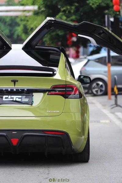 Tesla Model X P100D 100D 90D 75D 60D Performance Long Range Base 2016 2017 2018 2019 2020 2021 with Aftermarket Parts - Rear Diffuser Carbon Fiber / FRP from CMST Tuning
