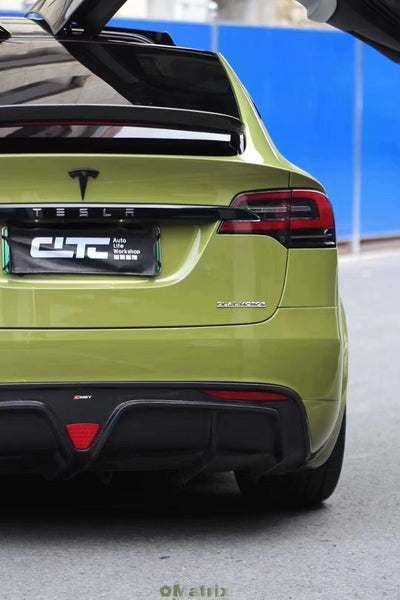 Tesla Model X P100D 100D 90D 75D 60D Performance Long Range Base 2016 2017 2018 2019 2020 2021 with Aftermarket Parts - Rear Diffuser Carbon Fiber / FRP from CMST Tuning