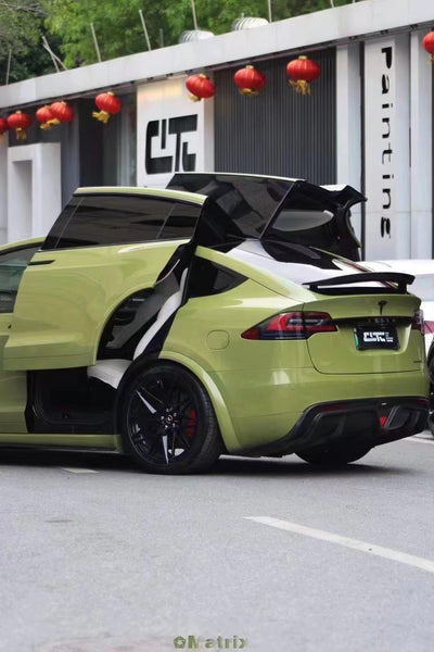 Tesla Model X P100D 100D 90D 75D 60D Performance Long Range Base 2016 2017 2018 2019 2020 2021 with Aftermarket Parts - Rear Diffuser Carbon Fiber / FRP from CMST Tuning