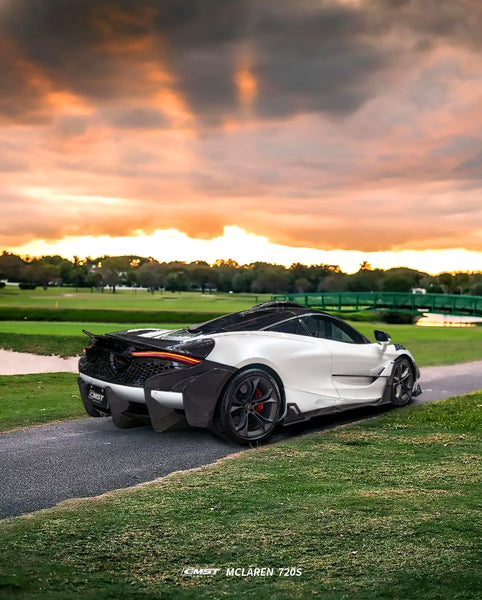 McLaren 720S 2018 2019 2020 2021 2022 2023 with Aftermarket Parts - Rear Bumper & Diffuser Carbon Fiber  FRP from CMST Tuning