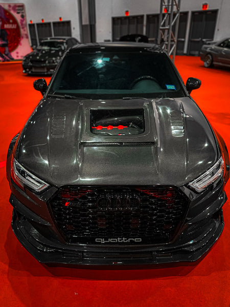 CMST Tuning Glass Transparent Carbon Fiber Hood Bonnet Ver.3 for Audi RS3 2018-2020 & 2014-2020 A3 & A3 S Line & S3