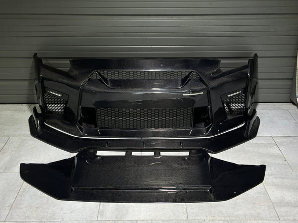 CMST Tuning Carbon Fiber Stage 1 Front Bumper & Lip for Nissan GTR GT-R R35 2008-2016 Facelift Conversion