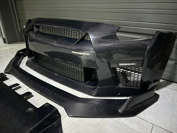 CMST Tuning Carbon Fiber Stage 1 Front Bumper & Lip for Nissan GTR GT-R R35 2008-2016 Facelift Conversion