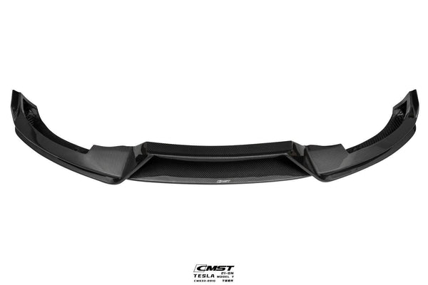 Tesla Model Y Performance AWD Long Range RWD Standard 2020-ON with Aftermarket Parts - V5 Style Front Lip Splitter Carbon Fiber / FRP from CMST Tuning