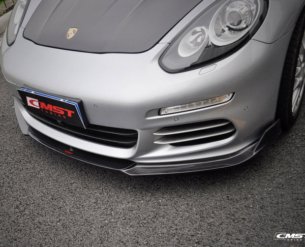 Porsche Panamera 970 970.2 2/4/4S 2014-2016 with Aftermarket Parts - Vacuumed Carbon & FRP Front Lip from CMST Tuning 
