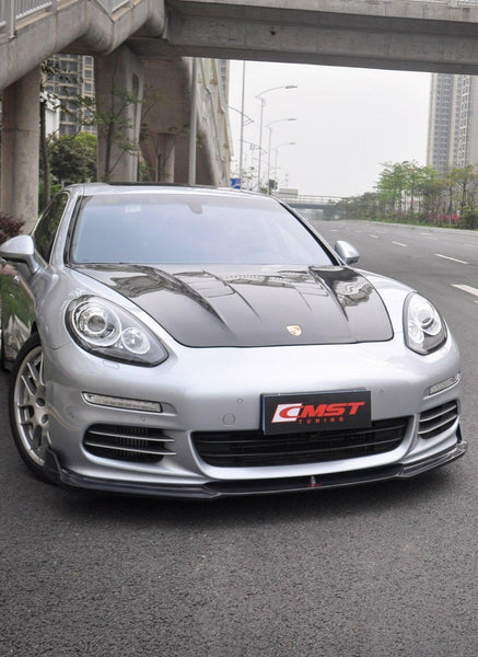 Porsche Panamera 970 970.2 2/4/4S 2014-2016 with Aftermarket Parts - Vacuumed Carbon & FRP Front Lip from CMST Tuning 
