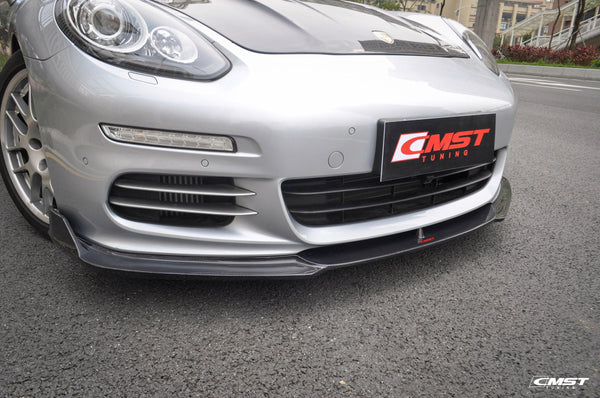 Porsche Panamera 970 970.2 2/4/4S 2014-2016 with Aftermarket Parts - Vacuumed Carbon & FRP Front Lip from CMST Tuning 
