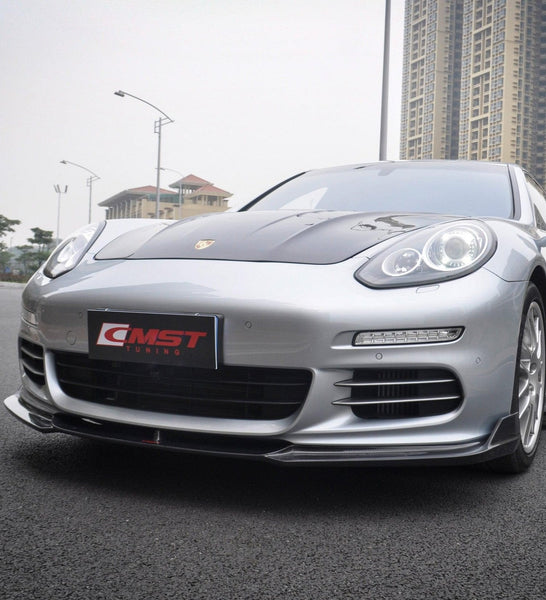 Porsche Panamera 970 970.2 2/4/4S 2014-2016 with Aftermarket Parts - Vacuumed Carbon & FRP Front Lip from CMST Tuning 
