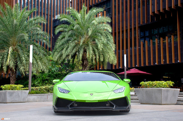 Lamborghini Huracan Tecnica Performante Evo LP610 LP580 2015-2024 with Aftermarket Parts - Front Bumper Set Carbon Fiber / FRP from CMST Tuning