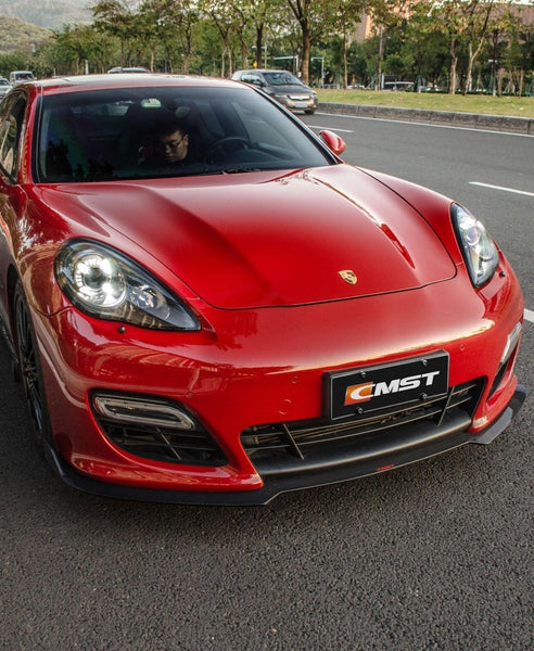 Porsche Panamera 970 970.1 GTS 2010-2013 with Aftermarket Parts - Carbon Fiber & FRP Front Lip from CMST Tuning
