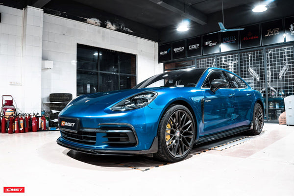 Panamera 971 971.1 RWD/Base/4/4S/GTS/Turbo/Turbo S 2017-2020 & Panamera 971 971.2 RWD/Base/4/4S/GTS/Turbo/Turbo S 2021-2023 with Aftermarket Parts - Vacuumed Carbon & FRP Side Skirts from CMST Tuning
