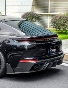 Porsche Panamera 976 Base 4 4S E-Hybird 2024 (suitable for GTS and Turbo if active spoiler is deactivated) with Aftermarket Parts - Rear Spoiler FRP / Pre-preg Carbon Fiber from CMST Tuning
