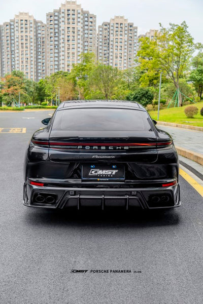 Porsche Panamera 976 Base 4 4S E-Hybird 2024 (suitable for GTS and Turbo if active spoiler is deactivated) with Aftermarket Parts - Rear Spoiler FRP / Pre-preg Carbon Fiber from CMST Tuning
