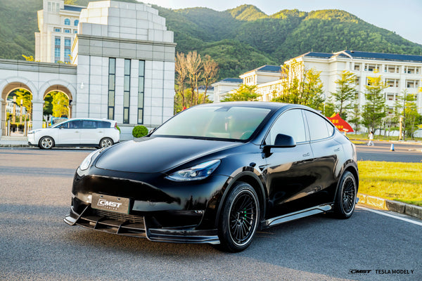 Tesla Model Y Performance AWD Long Range RWD Standard 2020 2021 2022 2023 2024 with Aftermarket Parts - Front Lip FRP / Carbon Fiber from CMST Tuning
