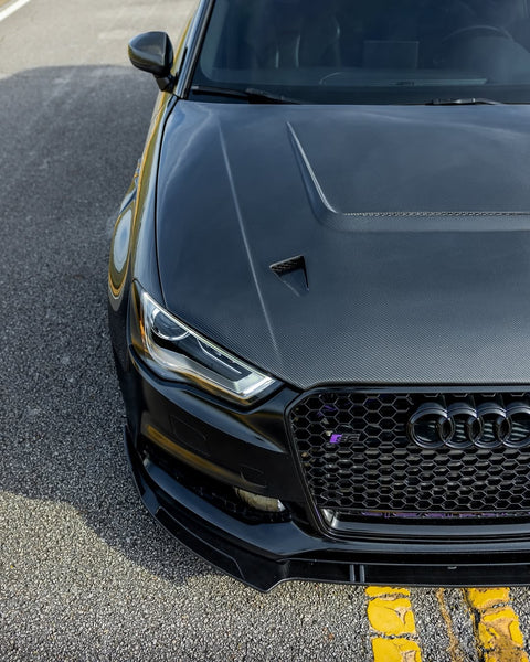 Audi RS3 S3 A3 8V / 8V.5 2014 2015 2016 2017 2018 2019 2020 with Aftermarket Parts - V4 Hood Bonnet Carbon Fiber / FRP from  CMST Tuning