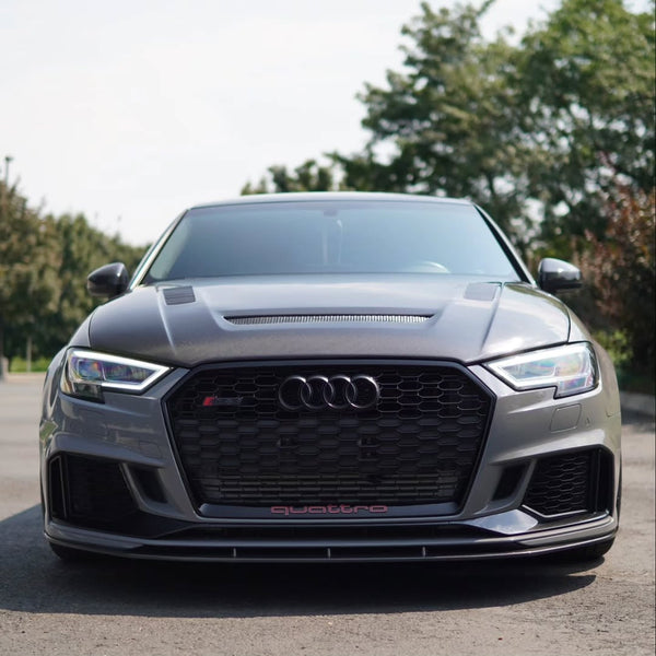 Audi RS3 S3 A3 8V / 8V.5 2014 2015 2016 2017 2018 2019 2020 with Aftermarket Parts - V2 Hood Bonnet Carbon Fiber / FRP from CMST Tuning
