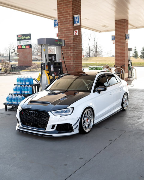 Audi RS3 S3 A3 8V / 8V.5 2014 2015 2016 2017 2018 2019 2020 with Aftermarket Parts - V2 Hood Bonnet Carbon Fiber / FRP from CMST Tuning