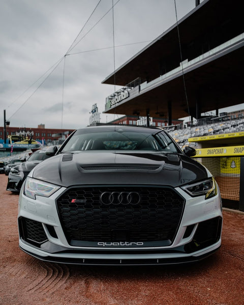 Audi RS3 S3 A3 8V / 8V.5 2014 2015 2016 2017 2018 2019 2020 with Aftermarket Parts - V2 Hood Bonnet Carbon Fiber / FRP from CMST Tuning