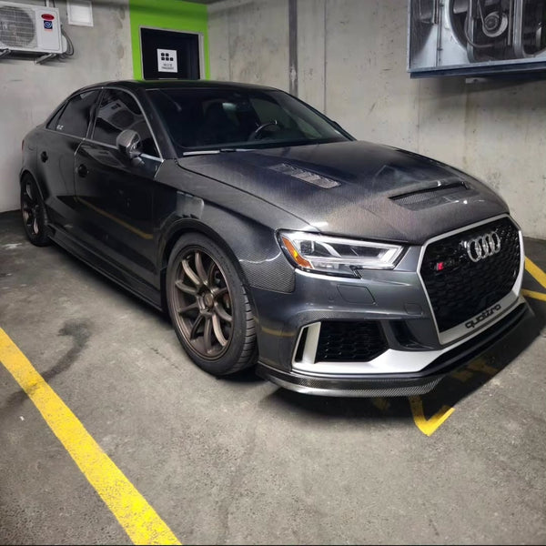 Audi RS3 S3 A3 8V / 8V.5 2014 2015 2016 2017 2018 2019 2020 with Aftermarket Parts - V2 Hood Bonnet Carbon Fiber / FRP from CMST Tuning