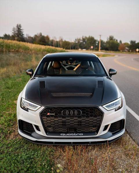 Audi RS3 S3 A3 8V / 8V.5 2014 2015 2016 2017 2018 2019 2020 with Aftermarket Parts - V2 Hood Bonnet Carbon Fiber / FRP from CMST Tuning