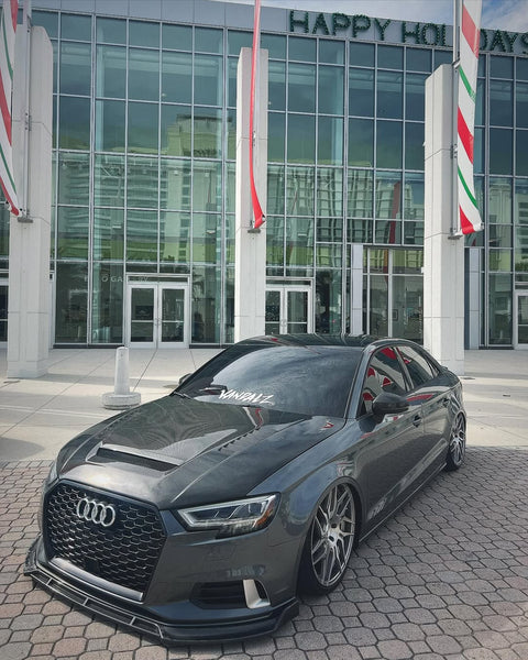 Audi RS3 S3 A3 8V / 8V.5 2014 2015 2016 2017 2018 2019 2020 with Aftermarket Parts - V2 Hood Bonnet Carbon Fiber / FRP from CMST Tuning