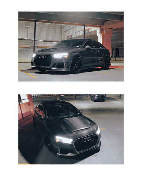 Audi RS3 S3 A3 8V / 8V.5 2014 2015 2016 2017 2018 2019 2020 with Aftermarket Parts - V2 Hood Bonnet Carbon Fiber / FRP from CMST Tuning