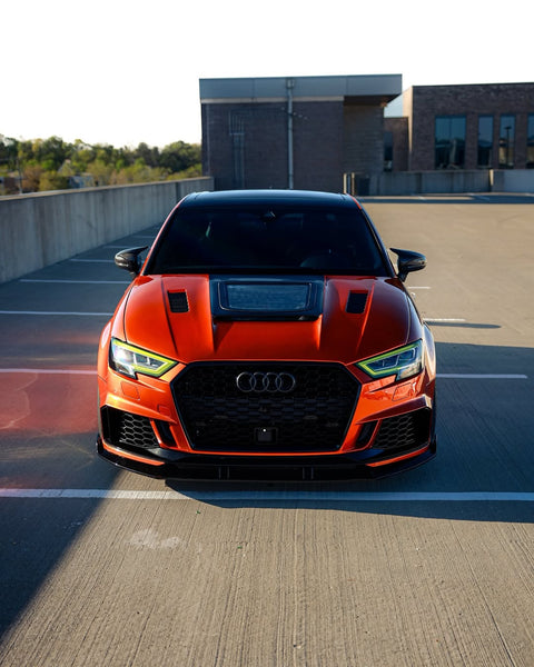 Audi RS3 S3 A3 8V / 8V.5 2014 2015 2016 2017 2018 2019 2020 with Aftermarket Parts - V3 Hood Bonnet Carbon Fiber / FRP from CMST Tuning