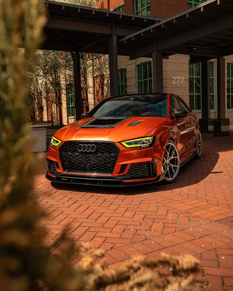 Audi RS3 S3 A3 8V / 8V.5 2014 2015 2016 2017 2018 2019 2020 with Aftermarket Parts - V3 Hood Bonnet Carbon Fiber / FRP from CMST Tuning