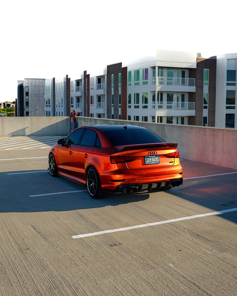 Audi RS3 S3 A3 8V/8V.5 2014 2015 2016 2017 2018 2019 2020 with Aftermarket Parts - V2 Style Rear Spoiler Carbon Fiber from CMST Tuning