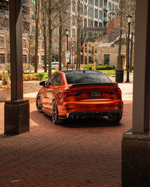 Audi RS3 S3 A3 8V/8V.5 2014 2015 2016 2017 2018 2019 2020 with Aftermarket Parts - V2 Style Rear Spoiler Carbon Fiber from CMST Tuning