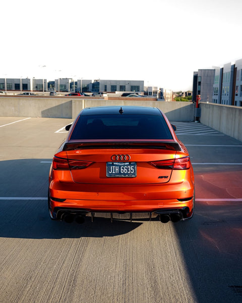Audi RS3 S3 A3 8V/8V.5 2014 2015 2016 2017 2018 2019 2020 with Aftermarket Parts - V2 Style Rear Spoiler Carbon Fiber from CMST Tuning