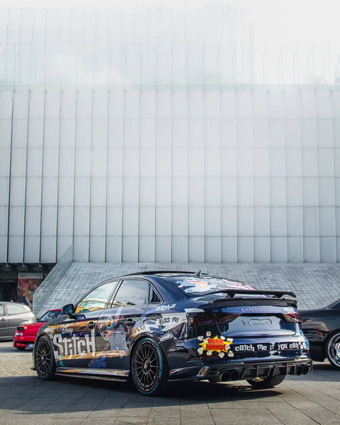 Audi RS3 S3 A3 8V/8V.5  2014 2015 2016 2017 2018 2019 2020 with Aftermarket Parts - V3 Style Rear Spoiler Wing Carbon Fiber from CMST Tuning