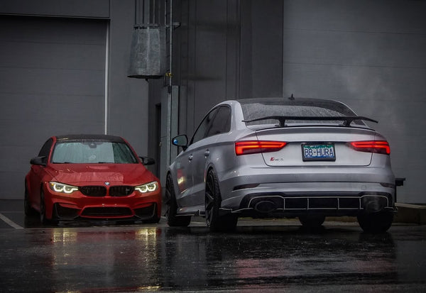 Audi RS3 S3 A3 8V/8V.5  2014 2015 2016 2017 2018 2019 2020 with Aftermarket Parts - V3 Style Rear Spoiler Wing Carbon Fiber from CMST Tuning