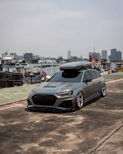 Audi RS4 2018-ON & S4 / A4 / A4 Allroad / A4 Avant B9 B9.5 2017-ON with Aftermarket Parts - V1 Tempered Glass Transparent Style Hood Bonnet Carbon Fiber / FRP from CMST Tuning