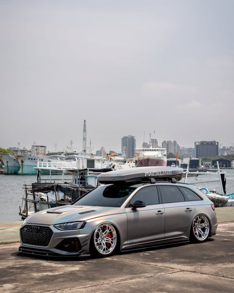 Audi RS4 2018-ON & S4 / A4 / A4 Allroad / A4 Avant B9 B9.5 2017-ON with Aftermarket Parts - V1 Tempered Glass Transparent Style Hood Bonnet Carbon Fiber / FRP from CMST Tuning