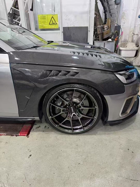 Audi RS4 2018-ON & S4 / A4 / A4 Allroad / A4 Avant B9 B9.5 2017-ON with Aftermarket Parts - V1 Tempered Glass Transparent Style Hood Bonnet Carbon Fiber / FRP from CMST Tuning