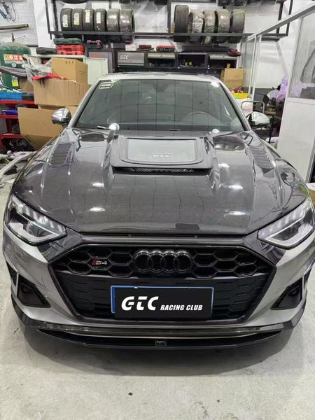 Audi RS4 2018-ON & S4 / A4 / A4 Allroad / A4 Avant B9 B9.5 2017-ON with Aftermarket Parts - V1 Tempered Glass Transparent Style Hood Bonnet Carbon Fiber / FRP from CMST Tuning