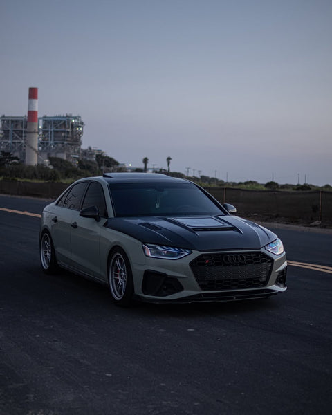 Audi RS4 2018-ON & S4 / A4 / A4 Allroad / A4 Avant B9 B9.5 2017-ON with Aftermarket Parts - V1 Tempered Glass Transparent Style Hood Bonnet Carbon Fiber / FRP from CMST Tuning