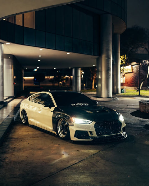 Audi RS5 S5 A5 B9 B9.5 2017-ON with Aftermarket Parts - V2 Tempered Glass Transparent Hood Bonnet Carbon Fiber / FRP from CMST Tuning